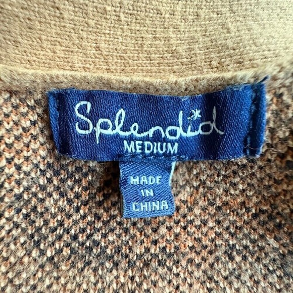 SPLENDID $168 Leopard Print Duster Cardigan, Boho Knit Sweater Tan Brown MED EUC - Picture 6 of 11